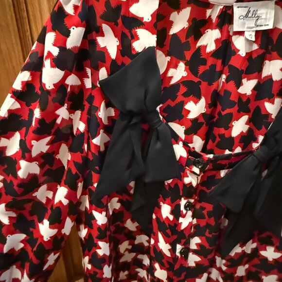 Milly blouse with black bows, SZ 10 - Picture 3 of 6
